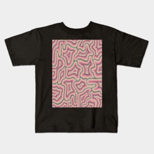 Green Orange Pink Groovy Liquid Marble Swirls Kids T-Shirt